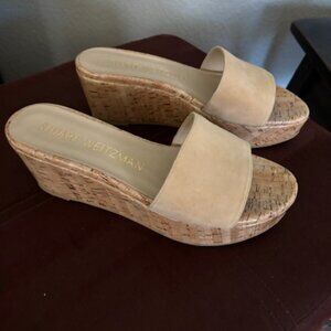 Stuart Weitzman Summer Wedge Women's Leather Slide Sandals